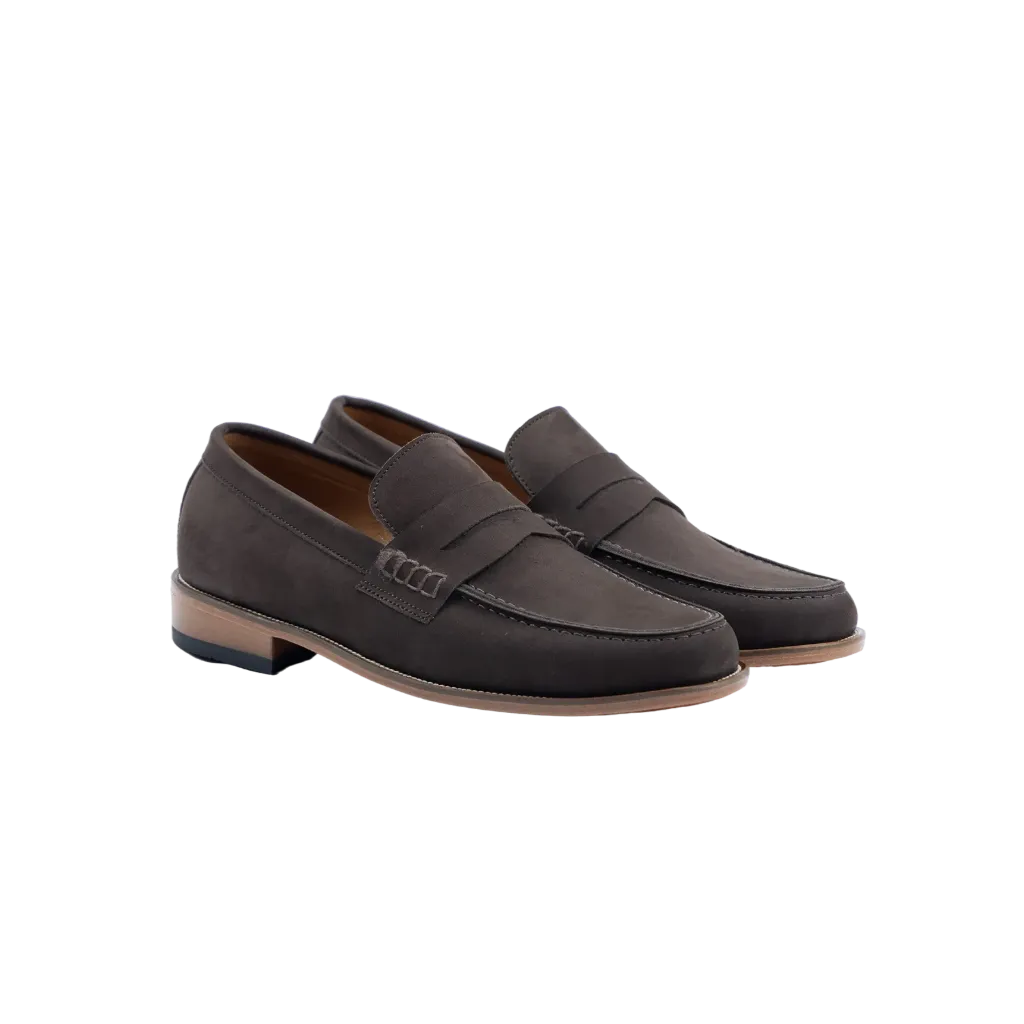 Nubuck Penny Loafer (Brown, 40)